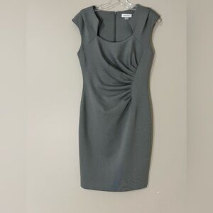 Calvin Klein Gray Ruched Sheath Midi Dress **Like New**